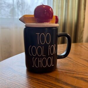 Rae Dunn Black Mug with Red and Yellow Pencil Lid